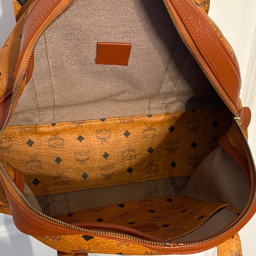 MCM Vintage Cognac Visetos Monogram Large Dome Tote - Picture 7 of 14